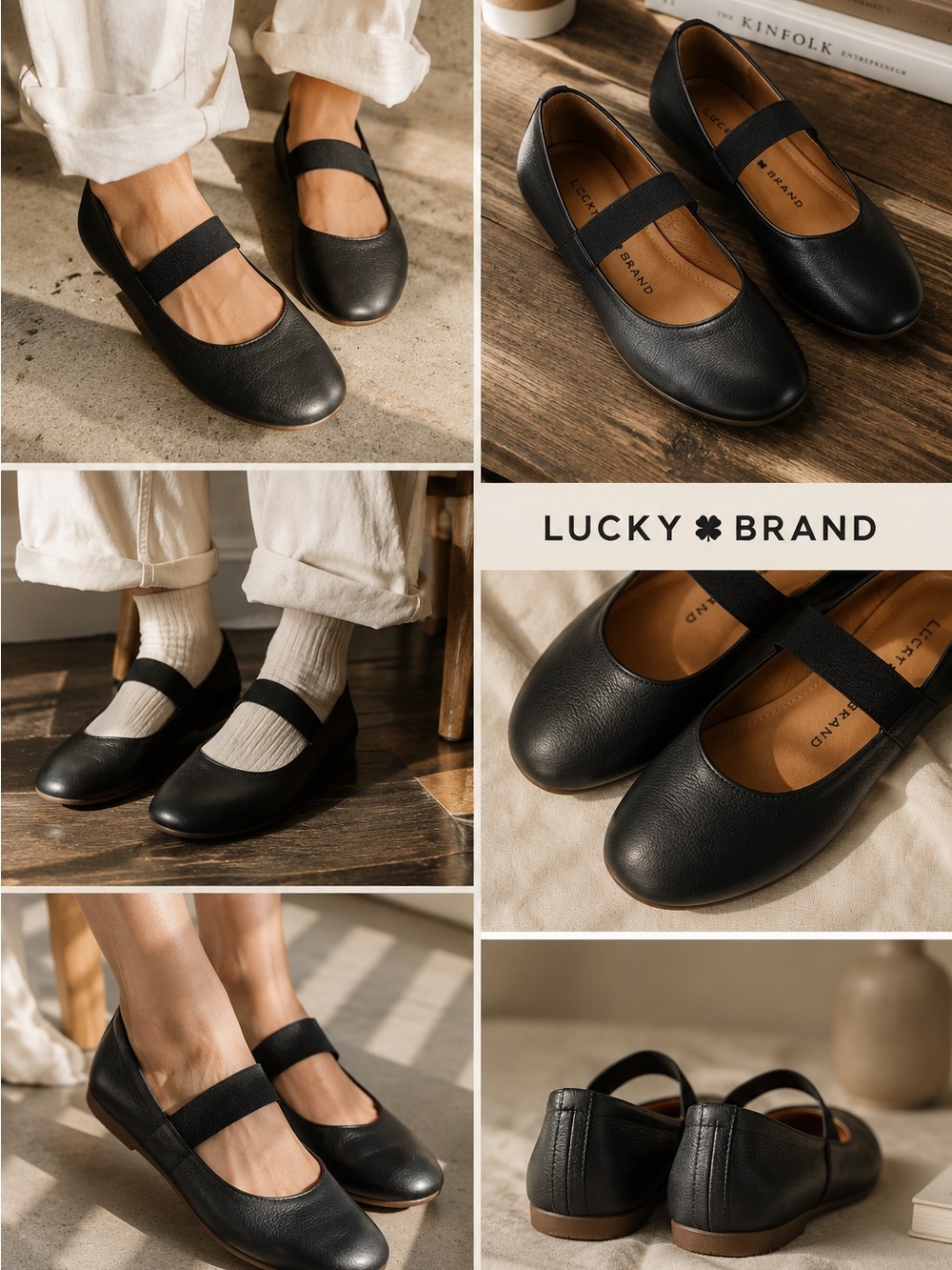 Lucky Brand Black Leather Mary Jane Flats Shoes Women’s 9 Ballet Minimalist